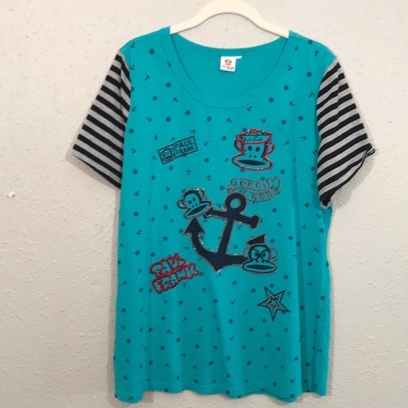 Paul Frank RARE Vintage Bead & Sequin Embellished Screen T-Shirt size L - Picture 1 of 9